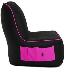 BuBiBag Gaming Sitzsack zum Zocken mit Anschluss zum Laden & Taschen, Halterung, Game Sessel für Kinder und Erwachsene, Beanbag Indoor und Outdoor - Dreambag(Rosa)