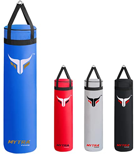 Mytra Fusion Hängender Punch boxsack Ungefüllter Boxing Bag für MMA, Muay Thai, Boxen, Karate Training boxsack Erwachsene Erhältlich mit 2 Größen 4FT und 5FT (Blue, 4FT)