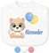 Babylätzchen mit Namen für Mädchen & Jungen – Lätzchen für Baby & Kleinkind personalisiert - mit Klettverschluss – Spucktuch Latz Kinderlätzchen - Geschenk für Kleinkinder (Katze, Weiß)