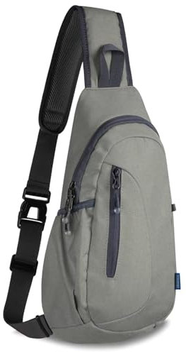 TITECOUGO Small Sling Canvas Bag Lightweight Crossbody Bag for Women Rucksack for Men Running Backpack Travel Chest Pack Shoulder Daypack for Hiking Outdoor Gym Work Sports Gray