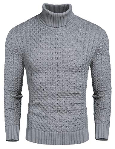 COOFANDY Turtle Neck Jumpers Men Roll Neck Jumpers Polo Neck Jumpers for Men High Neck Knitwear Turtleneck Sweater Knitted Jumper Winter Jumper Slim Fit Grey S