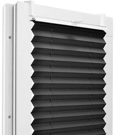 Fenster DEKOR - Plissee Klemmfix ohne Bohren Breite 55 cm x Höhe 150 cm - Fenster Plissees innen Schwarz - Faltrollo Blickdicht - Faltrollos einfach zu montieren - Blissett Rollo