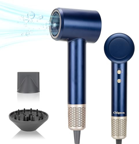Ionen Haartrockner mit Diffusor,1600W Negativen Ionen Föhn,mit 110000 U/MIN Hochtouriger Motor,Haarföhn mit Heiß&Kalttaste,Fön mit Diffusor for Zuhause
