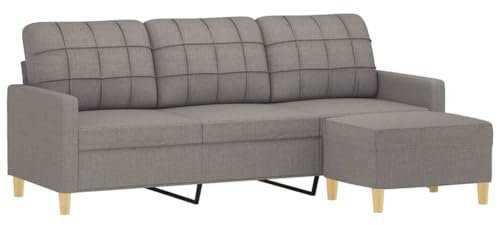 vidaXL Sofa 3 Sitzer, Couch mit Fußhocker, Liegesofa für Wohnzimmer, Polstersofa Sessel Relaxsofa Loungesofa Relaxcouch TV Sofa, Taupe Stoff