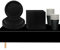 69 pièces Noir Vaisselle Jetable,Comprend Assiettes Carton Jetable Tasses Serviettesr en Papier et Nappe,Kit Decoration Anniversaire Fêtes Pique-niques Mariage Noël,Biodégradables,Recyclable