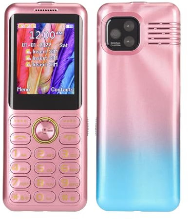 Telefono Cellulare 2G per Anziani, Tasti Grandi, Caratteri Grandi Telefono Base con Altoparlante Ad Alto Volume, Torcia Elettrica, Sveglia, Calendario, Lettore MP3 MP4, (Rosa)
