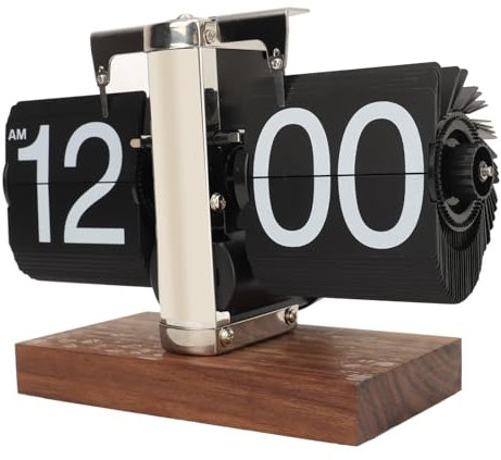 Bewinner Digitale Flip Down Uhr, Retro Uhr mit Automatischem Seitenwechsel, Interne Zahnradbetriebene Mechanische Flip Uhr für Heim und Büro Multifunktionsdekoration (Edelstahl schwarz)