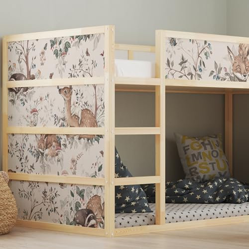 WANDKIND Aufkleber für IKEA KURA Kinderbett Hochbett Klebefolie Möbelfolie Sticker Kinderzimmer Waldtiere (Möbel nicht inklusive) IKB520 (5 Sticker Set)