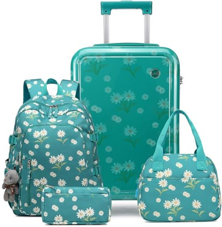 Sea choice Valise Enfants avec Sac à Dos Ultra Légère PC Trolley avec 4 roulettes Serrure TSA Bagages de Voyage Rigide pour Filles et Garçons, 53x34x21cm