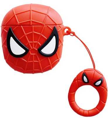 FASHION YO Niedliche Schutzhülle für AirPod 2/1, Cartoon-Spiderman-Mario-Design, lustige Air-Pods-Hülle, Schutzhülle, weiche Silikonhülle, einzigartiges 3D-Essen für Mädchen, Jungen, Frauen, Männer,