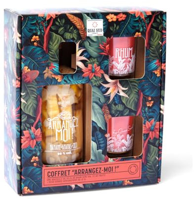 QUAI SUD Coffret Rhum 30% vol. Arrangez-moi! | 70cl | Banane Ananas Coco (+ 2 Verres)