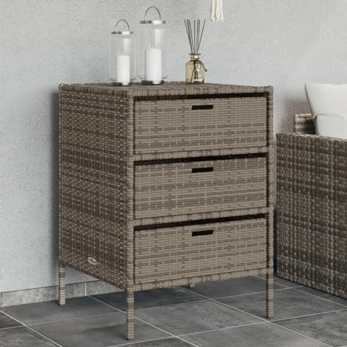 ShGaxin Gartenschrank Grau 55x59x80 cm Poly Rattan, Geräteschuppen, Gerätehaus, Wetterfest, Outdoor Schrank, Gartenhausschränke, Terrassenschrank - 365553