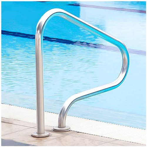 JENLER - Corrimano per piscina in acciaio inox 304 | Design a tripla curva | Viti di espansione incluse | Capacità di carico 150 kg | 800 x 800 mm | per piscine interrate