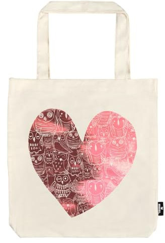 moses. libri_x Shopper Bio-Baumwolle Eulenherz | Maße ca. 39 x 42 cm | Einkaufstasche aus Bio-Baumwolle | Beutel zum Einkaufen I Alltagstasche I Stoffbeutel