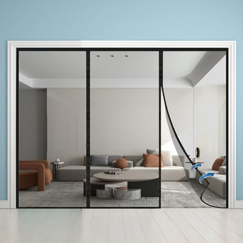 Zanzariera oscurante 125x205cm Finestra magnetica con chiusura automatica Zanzariera oscurante per animali domestici per porta d'ingresso interna/patio Nero
