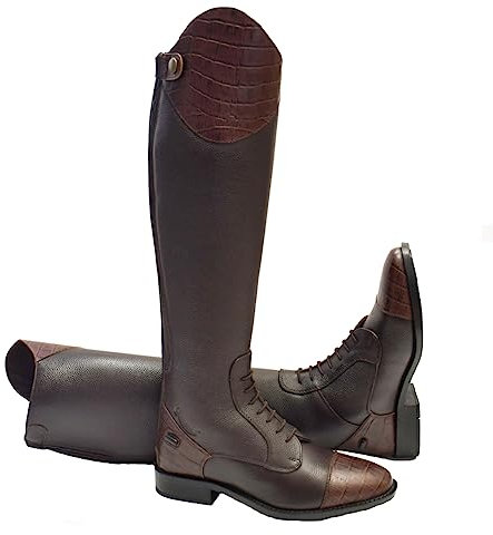 Rhinegold Short Long Leather Horse Riding Boot, Stivali da Equitazione Extra Corti De-Luxe Lunghi in Pelle Unisex-Adulto, Marrone, 4 (EU37) Calf 0
