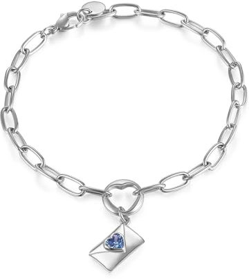UYRVAPE Armband mit Briefumschlag Anhänger - Anhängern Doppelt Kette für Frau Armkette Edelstahl Bracelet aus Titan Personalisierte Herz Anhänger Armband für Valentinstag Muttertag Geburtstag