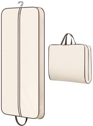 MISSLO Reise Kleidersack Lang 152 cm Kleiderhülle Faltbarer Kleiderschutzhülle für Lange Kleider Damen Kleidertaschen Stabil Kleiderschutz für Anzüge, Mäntel, Abendkleider, Beige
