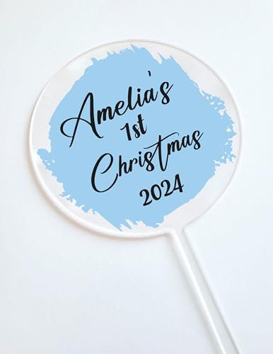 Personalised Happy Birthday Cake Topper Custom Acrylic Glitter Cake Toppers for Wedding Party Cake Decoration (Light Blue)