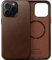 kingflag Leder Hülle für iPhone 13 Pro 6,1 Zoll Ölwachs-Oberleder Handyhülle extra Dünn Kompatibel mit MagSafe Metallknöpfen (Braun)