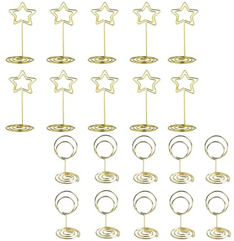 20 Portafoto da Tavolo in Metallo Porta, Segnaposto in Metallo per Matrimonio, Supporti per Numeri Posto Foto da Tavolo, Note Porta Aereo Dorato con Base, Segnaposto Matrimonio per Ufficio Casa Festa