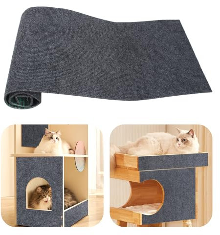 Tappeto Tiragraffi Gatti 100 x 30cm, Autoadesivo Antigraffio per Divano, DIY Climbing Cat Adesivo Scratcher per Pavimento Armadio Porta (Grigio Scuro)