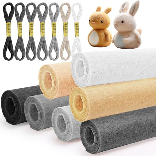 Morocket 7 Stücke Filzplatten, 20 x 90 cm, Graue Farbserie, Bastelfilz, Filz zum Basteln, Filzstoff, Faltbar: Nein, Alter: Kids, Fantasie, Polyester, 7 Stück, Bastelset, Filz-Kit