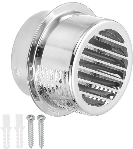 PATIKIL 6 304 Stainless Steel Vent Cover, Exterior Wall Round Air Vent Louvered Soffit Vent Hood with Mesh Screen for Outdoor HVAC Exhaust Extractor Fan