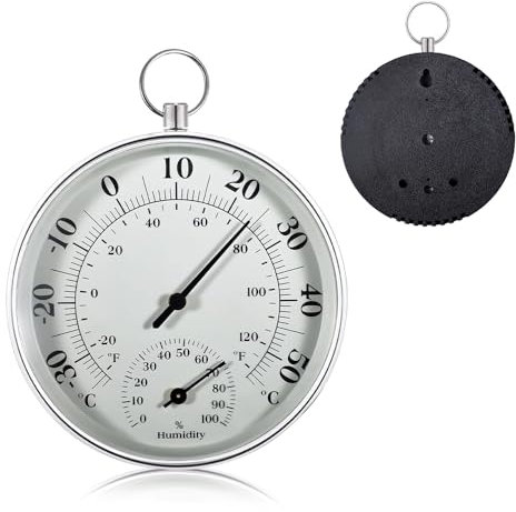 mizikuu Hygrometer Thermometer, 10cm Thermometer Innen Außen 2 in1 Präzisions Thermo-Hygrometer Luftfeuchtigkeitsmesser Innen Klima Monitor für Häuser, Gewächshäuser, Gärten