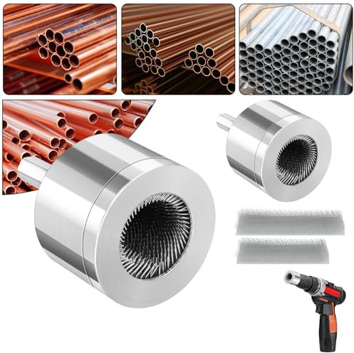 Flintronic 2pcs Nettoyeur De Tuyaux En Cuivre Métallique,Brosse de Nettoyage de Tuyaux en méta, pipe Cleaning tool for drill, pipe Cleaners Plumbing, Copper Pipe Cleaner for Drill (15mm+22mm)