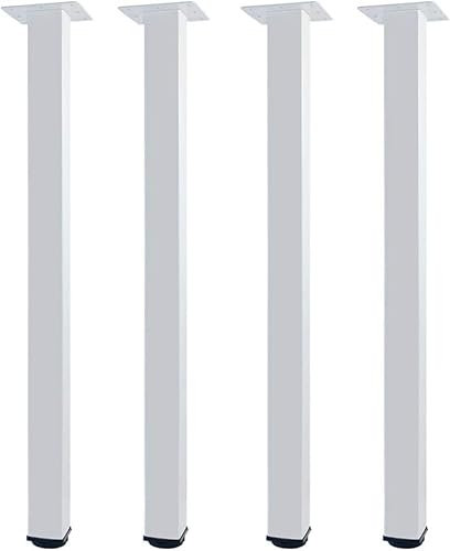 QLLY Lot de 4 pieds de table carrés en métal - 80 cm - Pieds de meubles - Pieds de table de bureau - Bricolage - Blanc
