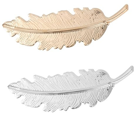 Homoyoyo Barrette à Cheveux 2pcs En Design Plume Dorée - Accessoires Élégants Pour Mariage Et Occasions Spéciales - Pince à Cheveux Chic Et Raffinée