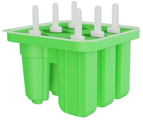 AEYAKA Moules À Glace En Silicone – Set De 6 Moules Réutilisables Pour Sucettes Glacées Avec Bâtonnets – Moule À Esquimaux En Silicone Alimentaire, Bleu (Vert)
