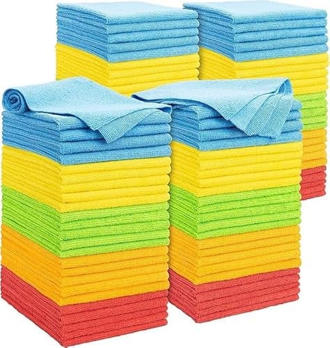 ZZZMRH Microfibre Cleaning Cloths, Pack of 100 Multifuntional Microfibre Towel, Lint free, Washable Cloth Duster for House, Kitchen, Cleaning Car & Windows 40x40cm