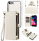 Asuwish Phone Case for iPhone 7plus 8plus 7/8 Plus Zipper Wallet Detachable Cover with Screen Protector Crossbody Lanyard Strap Flip Card Holder Slot i Phone7s 7s + 7+ 8s 8+ Phones8 7p 8p White