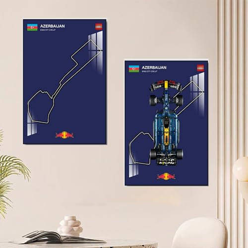 Panneau mural Lego Technic 42206 Red Bull F1 Car pour adultes, cadeau pour les amateurs de montage mural Lego Car, tableau mural uniquement (Baku Street Circuit en Azerbaïdjan)