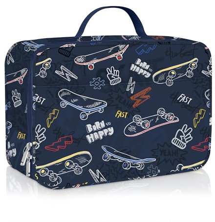 Clastyle Bolsa Termica Porta Alimentos Bebe Juego Bolsa Almuerzo Infantil Niños Portátil Bolsa Comida para Viaje Picnic Guarderia,Silueta de Monopatín