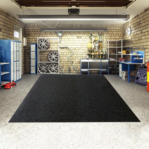 Tapis de sol de garage robuste de 3 mm d'épaisseur, 230,1 x 519,9 cm, imperméable, pour voitures, motos, ateliers, tapis antidérapant en feutre à découper, facile à nettoyer et durable, noir