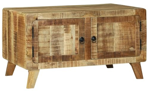 vidaXL Coffee Table Brown 80 x 54 x 45 cm Solid rough mango wood, Living Room Coffee Table, Rectangular Rustic Design, Durable Storage Solution, Decorative Furniture Piece for Home
