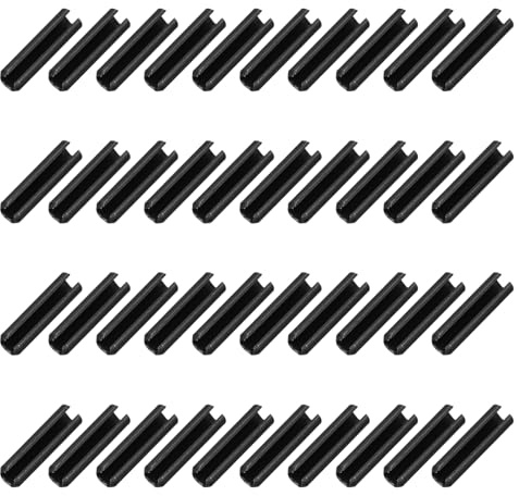 sourcing map Schlitz-Rollstifte, 3 mm Durchmesser, 14 mm Länge, 65 Mn, Stahlfederspannung, Spreizdübel für sichere Befestigung, Schwarz, 120 Stück