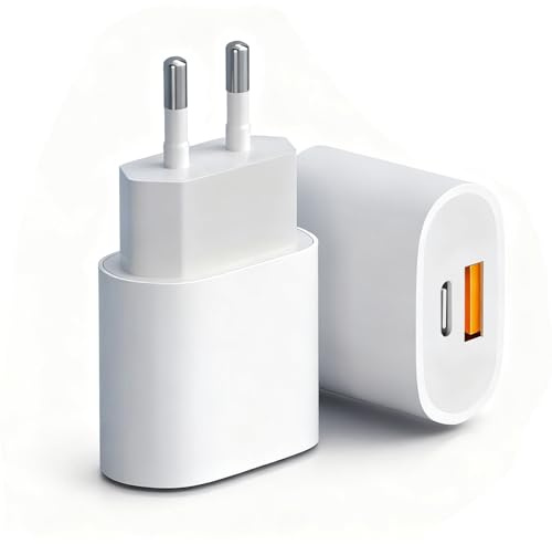 2er-Pack iPhone 17/16 USB C Ladegerät, 25W 2Port USB C Schnellladegerät Power Adapter für iPhone 15 14 13 12 11 Pro Max Plus Air XS XR X SE 8 7, Handy Netzteil Stecker Charger Ladestecker Ladeadapter