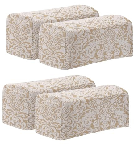 QUARKZMAN 2 Set Armlehnenschoner für Sessel, Stretch-Jacquard Armkappen, für Sessel, Sofa, Couch Stretchy Armlehnenbezug，Schonbezüge für Möbelschutz - Aprikose