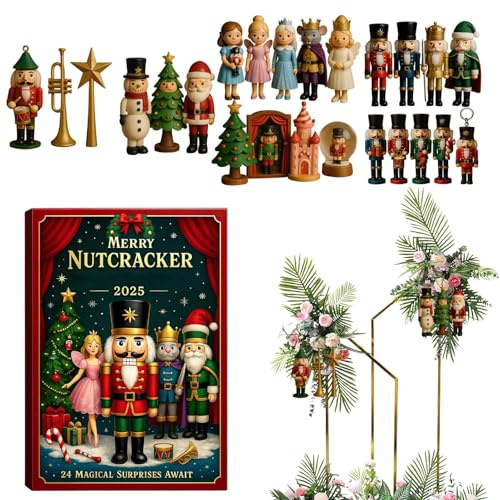 Husoiuy Calendrier De Compte À Rebours Casse-Noisette | 24 Jours De Noël 2025 Avec Figure Casse-Noisette 2D,Décoration D'Arbre De Vacances Pour L'Avent | Pour Voiture Maison Fenêtre Cheminée Chambre