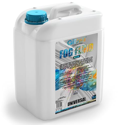 GiDeli Nebelfluid 25 L - Nebelmaschine Flüssigkeit, Mittlere Dichte | größtes Einzelgebinde, hebt Laser und LED hervor, rückstandsfrei, verstopft keine Düsen, drinnen und draußen