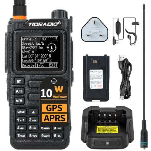 TIDRADIO TD-H9 Ham Radio, 10Watt, GPS, APRS, Spectrum Analysis, SMS | Bluetooth Programming, Web Upgrade, AM/FM, NOAA, USB-C Battery, Walkie Talkies for Adults Long Range Two Way Radio - Black