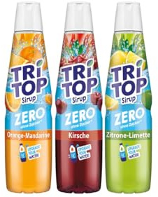 TRi TOP ZERO Sirup 3x600 ml Set - Kirsche, Zitrone, Orange-Mandarine | Zuckerfreier Getraenkesirup fuer Wassersprudler - Ohne Zucker - Ergibt 14,4 Liter Erfrischungsgetraenk - Fruchtiges