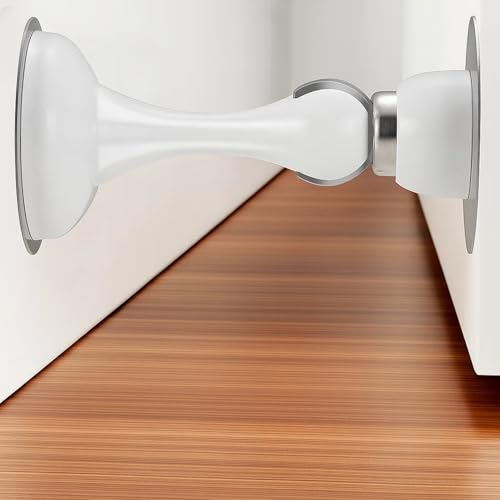 Magnetischer Türstopper ohne Bohren, Edelstahl Türhalter mit Klebepad & Schrauben, starker Magnet Türfeststeller für Wand und Boden, leise & modern Weiß (1 Stück)