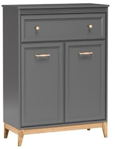 Masseno Kommode SUOLO 92 cm Sideboard mit 1 Schubladen und 2 Türen für Wohnzimmer Schlafzimmer Modern 92x40,5x125,5 cm Grau