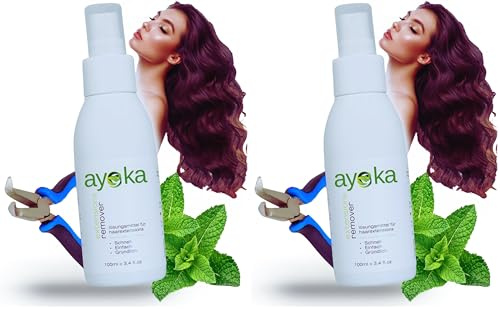 Ayoka Extensions Entferner Set Extra starkes Lösungsmittel für Bonding und Tape Extensions - pflegende Haarentfernung - Löser und Remover für Haarverlängerung 100 ml (Packung mit 2)
