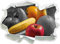 Stil.Zeit Frisches Obst auf Holztisch schwarz/weiß, Papier 3D-Wandsticker Format: 62x45 cm Wanddekoration 3D-Wandaufkleber Wandtattoo